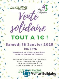 Photo de l'événement Vente solidaire le 18 Janvier avec Espace 93 de 10H à 17H